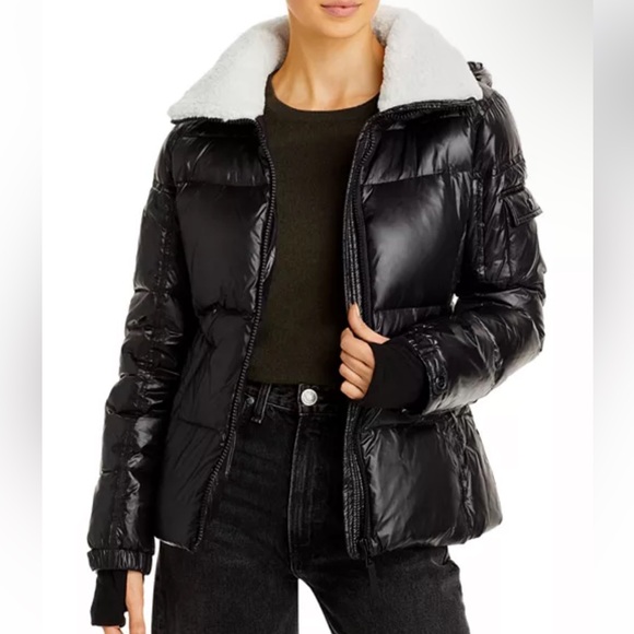 AQUA Chloe Sherpa Trim Puffer Jacket - Picture 10 of 10